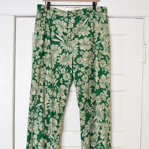 Sezane Floral Print Green Corduroy Trouser Pants